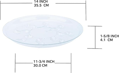 6 Pack Clear PET Plant Drip Tray Plastic Heavy Duty Plant Saucer Drip Trays for pots,Plate Water Catcher, Plant Drainage Tray (14")