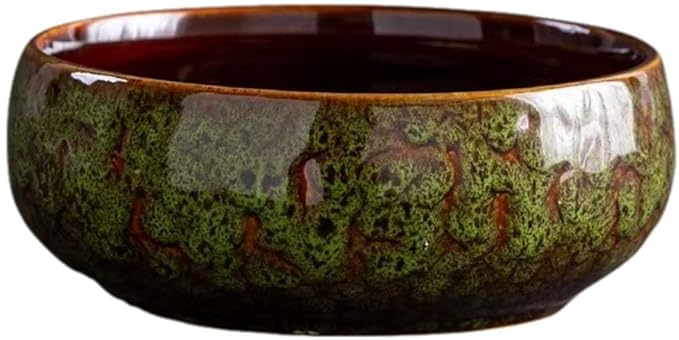 Lotus Bowl Planter, Lotus Bowls for Planting in Water Indoors, Bonsai Bowl Lotus Flower Seeds, Ceramic Planters for Indoor Plants (Green)