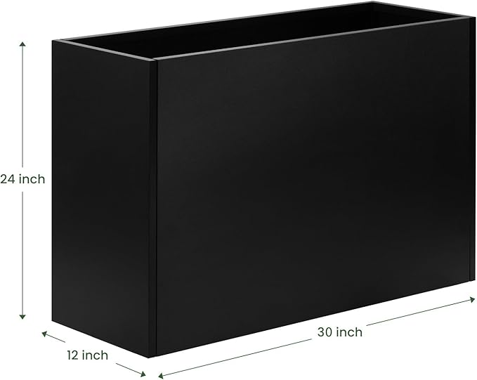 Heavy Duty Steel Raised Planter Box 30”x12”x24 with Adjustable Shelf - Rust-Resistant Large Indoor/Outdoor Garden Container, 6 Drainage Holes, Reinforced Metal for Patio, Balcony, Deck