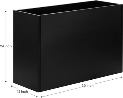 Heavy Duty Steel Raised Planter Box 30”x12”x24 with Adjustable Shelf - Rust-Resistant Large Indoor/Outdoor Garden Container, 6 Drainage Holes, Reinforced Metal for Patio, Balcony, Deck