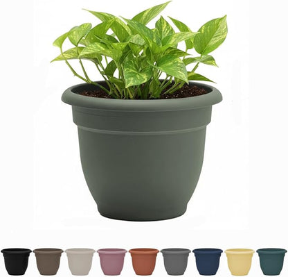 Bloem Ariana 8" Basil Round Self-Watering Resin Planter Pot - Rolled Rim Indoor and Outdoor Gardening Planter