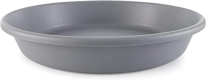 The HC Companies Flower Pot Saucers - Plastic Plant Saucer for Outdoors & Indoors - Traditional Design Plant Pot Trays for Water Drainage - Durable & Stylish Round Plant Tray (16-inch Warm Gray)
