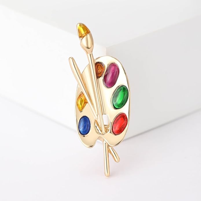 ONLYJUMP Painter Palette Brooch Pin for Women Girls Dainty Colorful Paint Palette Brush Artist Painter Lapel Pin Gift Jewelry Art Teacher Hat Bag Suit Tie Birthday Xmas Badges Painting Lovers Jewelry Gift