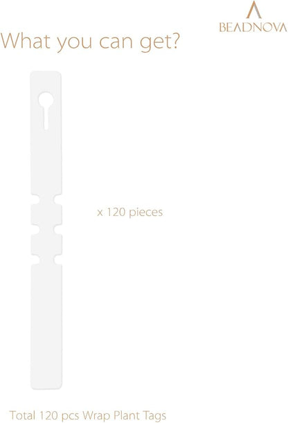 BEADNOVA Tree Tags Plastic Plant Labels Wrap Around Hanging Tags Tree Markers Signs Nursery Labels for Plants Garden (120Pcs, White)