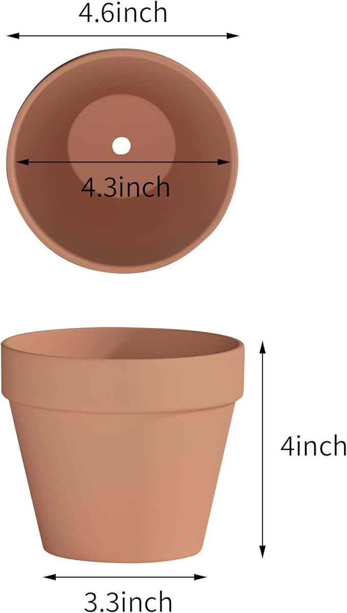Fcacti Terra Cotta Pots with Drainage Hole - 8 Pack 4.6 Inch Clay Pot Ceramic Pottery Planter Cactus Flower Pots Succulent Pot, Great for indoorourdoor Plants, Crafts and Wedding Favor