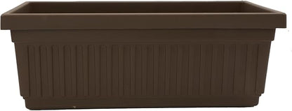 The HC Companies Venetian Window Planter Box w/Drain Plug - Long Planter Box for Windowsills, Balconies & More - Plastic Large Rectangular Planters for Herbs & Flowers (24" Chocolate, Pack of 1)