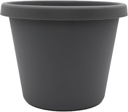 The HC Companies Prima Round Plastic Plant Pot w/Rolled Rim - Lightweight & UV Resistant Flower Pot for Herbs & More - Outdoor & Indoor Plant Pots w/Drainage (6 inch, Warm Grey, Pack of 1)