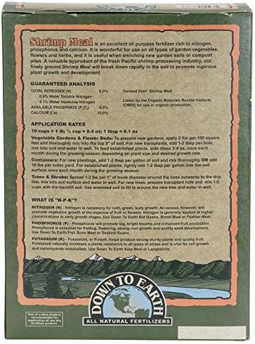 Down to Earth All Natural Fertilizers Organic Shrimp Meal - Rich in Nitrogen, Phosphorus, and Calcium 6-6-0, 2 lb