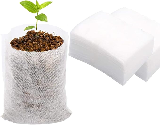 gardtree 400PCS Small Plant Nursery Bags 3.1x3.9 Inch, Biodegradable Non-Woven Seedling Bags, Breathable & Sturdy Grow Bags for Succulents Vegetables, Easy Transplant, Space-Saving for Home Garden
