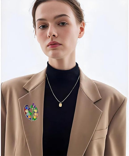 ONLYJUMP Painter Palette Brooch Pin for Women Girls Dainty Colorful Paint Palette Brush Artist Painter Lapel Pin Gift Jewelry Art Teacher Hat Bag Suit Tie Birthday Xmas Badges Painting Lovers Jewelry Gift