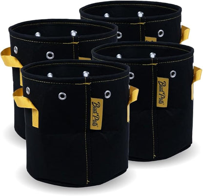 BudPots for Optimal Plant Growth | 3Ga Fabric Pots (11.3L) | 4-Pack | Metal Reinforced Rim - Sturdy & Never Collapses | Promotes Dense & Healthy Roots | Low Stress Training | Reusable