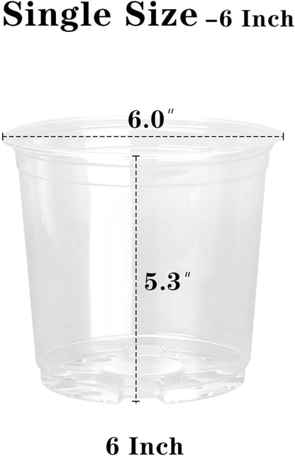 20 Pack 6 Inch Clear Nursery Pots for Plants, Clear Plastic Plant Pots with Drainage Holes, Flexible Nursery Pots Variety Pack, Seedling Planter Seed Starter Pots (6 Inch)