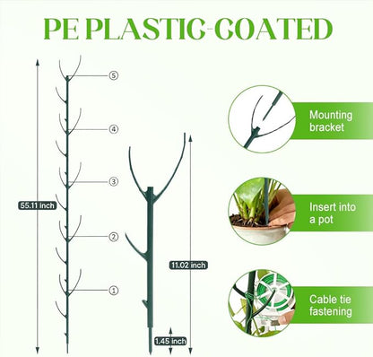 5 Pack Stackable Monstera Plant Support, Garden Plant Stakes Moss Pole for Indoor Outdoor Climbing Plants, Pothos Philodendron Tall Potted Plants Holder Stick (5 Pack)