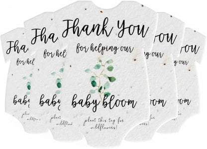 Onesie Seed Paper – 5 Green Shower Favors for Guests with Wildflower Seeds, Writable & Plantable, Shower Favor Gifts for Guest