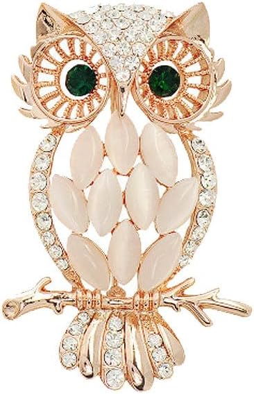 Rhinestone Owl Brooch Pin for Women Cute Big Cartoon Cat Eye Stone Owl Bird Brooch Unique Double Owl Brooch Pin Clothes Bag Hat Dress Jewelry