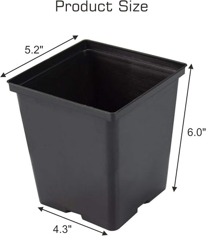 1/2 Gallon Square Nursery Pots 96PCS Black Thick Durable Plastic Flower Pots with Drainage Holes, Reusable Seedling propogation Starter Pots for Indoor Plants, Transplanting, Succulents
