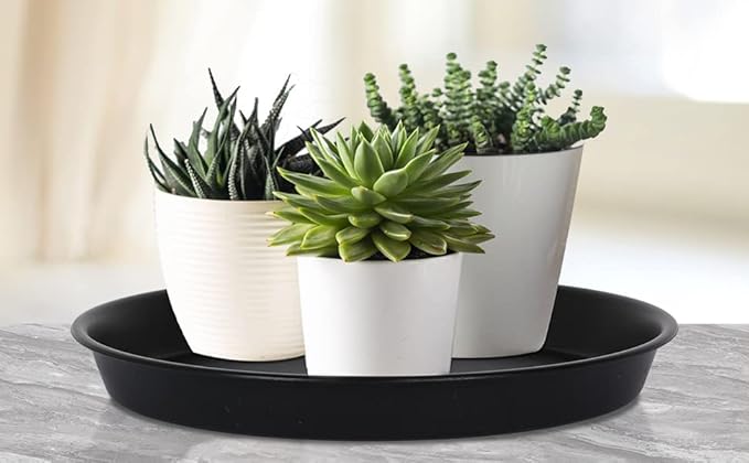 8 Pack 10Inch 12Inch 14Inch 15 Inch Plant Saucer Plastic Plant Saucer Drip Trays Plant Saucers for Indoors Outdoor Plant (10+12+14+15 inch) Black