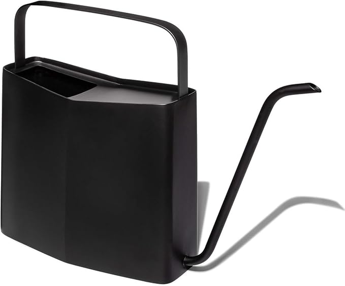 Modern Sprout Brass Finish Plant Watering Can - 3L Capacity - Long Spout Stainless Steel Vessel for Outdoor & Indoor Plants - Rust Resistant - Garden Accessory for Houseplants & Decorative Use (Black)