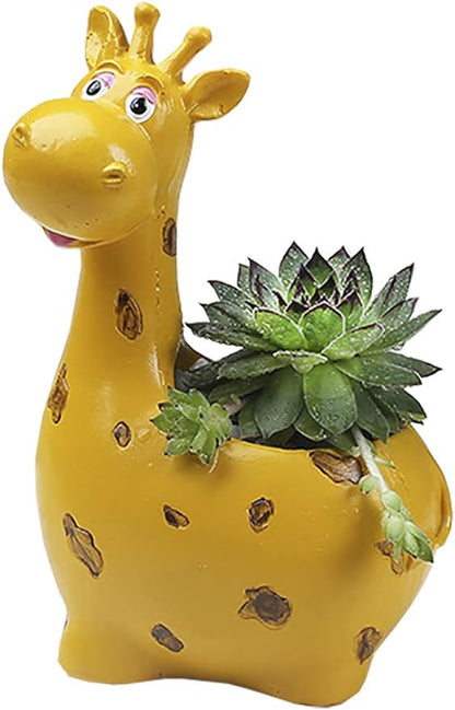 Funnuf Cute Animal Succulent Cactus Flower Planter for Home Garden Office Desktop, 1pcs, Resin Giraffe