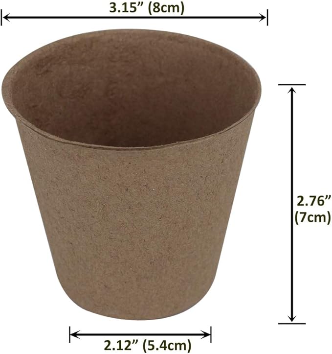 100 Pack 3.15" Round Biodegradable Peat Pots Plant Seedling Saplings & Herb Seed Starters Kit with 100 Pcs White Plastic Plant Labels