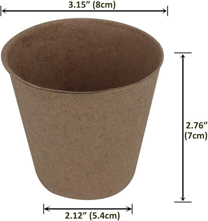 100 Pack 3.15" Round Biodegradable Peat Pots Plant Seedling Saplings & Herb Seed Starters Kit with 100 Pcs White Plastic Plant Labels