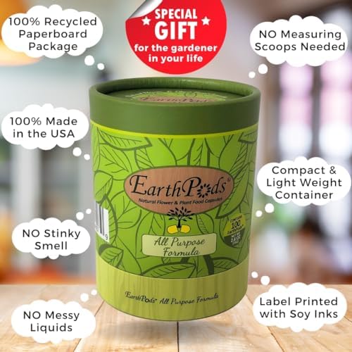 EarthPods® Premium Indoor Plant Food Capsules (100 Count) – Slow-Release Organic Fertilizer Spikes | Specialized Nutrients for Houseplants | Made in USA