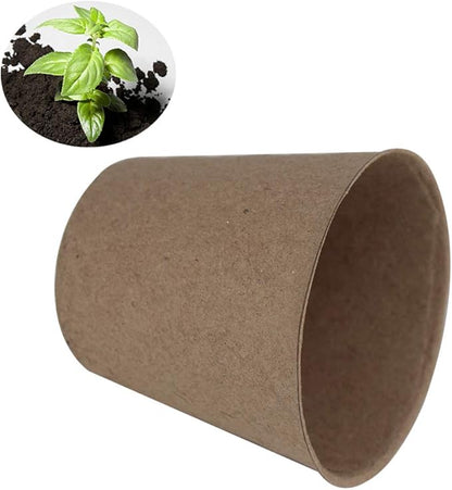 100 Pack 3.15" Round Biodegradable Peat Pots Plant Seedling Saplings & Herb Seed Starters Kit with 100 Pcs White Plastic Plant Labels