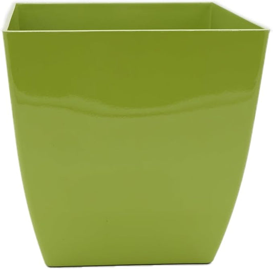 The HC Companies 8 Inch Aria Square Self Watering Planter - Plastic Plant Pot for Indoor Outdoor Plants Flowers Herbs, Glossy Green