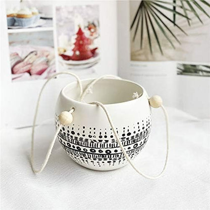 KiaoTime Ceramic Hanging Planter for Indoor Outdoor, Decorative Boho Flower Green Grass Plant Succulent Air Plants Hanging Plant Pots Holder