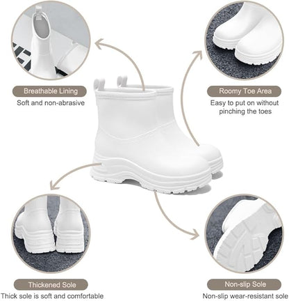 Women's Waterproof Chelsea Ankle Rain Boots, Slip-On Style, Outdoor Weather Protection