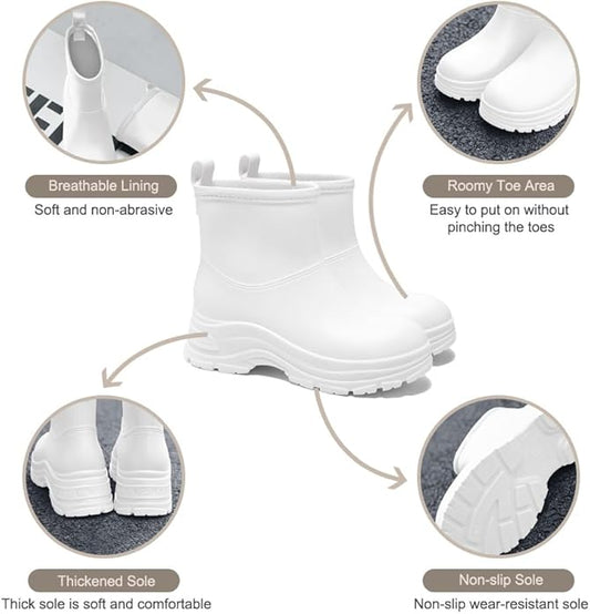 Women's Waterproof Chelsea Ankle Rain Boots, Slip-On Style, Outdoor Weather Protection