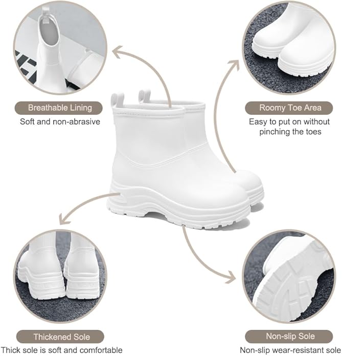 Women's Waterproof Chelsea Ankle Rain Boots, Slip-On Style, Outdoor Weather Protection
