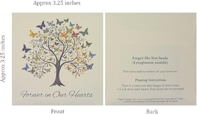 Forget Me Not Seeds - Butterfly Tree of Life Funeral Favors - Prefilled Seed Packets - Ready to Give - Pack of 20