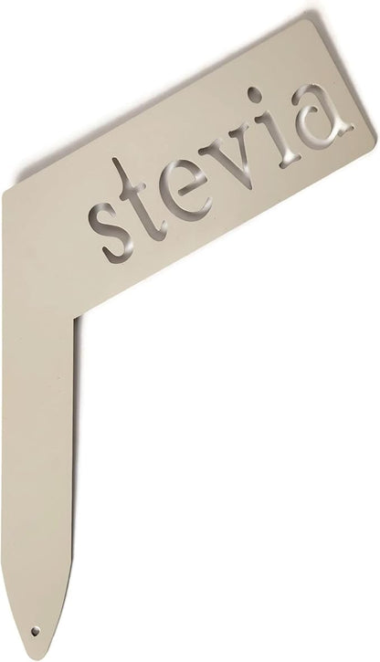 Planter Size Small Metal Garden Plant Vegetable Flower or Herb Markers 13.5 Inches Tall (stevia, Cream)