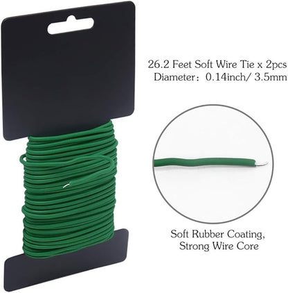 Shintop Plant Ties, 2PCS Reusable 3.5mm Garden Twist Tie Heavy Duty Soft Plant Wire for Gardening, Home, Office (Green, 52.5 feet)