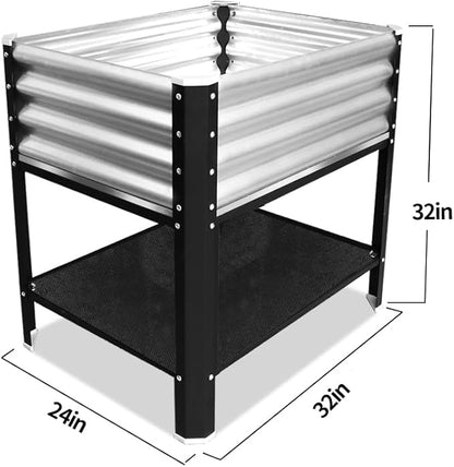 Elevated Metal Raised Garden Bed, Large Outdoor Metal Planter Box Big Flower Plant Pot for Planting Flowers Vegetables and Herbs (Silver, Small)
