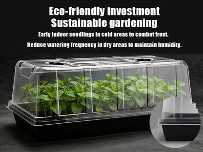 10 Pack 6.3" Tall Humidity Domes for 1020 Trays, Extra Strength Seed Starter Covers with 2 Adjustable Vents, Clear Plastic Propagation Cloning Lids for Germination & Microgreens, BPA-Free