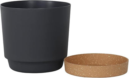 kubvici Plant Pots for Indoor Plants, 2 Pack 10 Inch Plant Pot Plastic Flower Pots Planters with Drainage Saucer for Indoor Outdoor Garden Home (10" Black)
