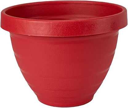 The HC Companies Rings Flower Planter - Self Watering Plant Pots for Herbs & More - Round Lightweight Outdoor & Indoor Planter (8" Warm Red, Pack of 1)