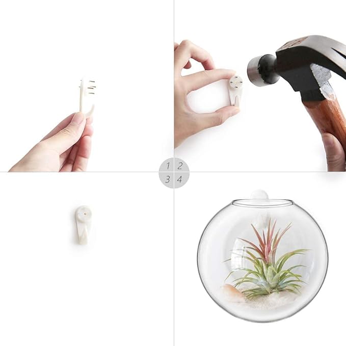 Mkono Wall Hanging Glass Terrariums Planter Oblate Flower Vase for Hydroponics Plants, Bathroom, Home Office Living Room Decor, Set of 6