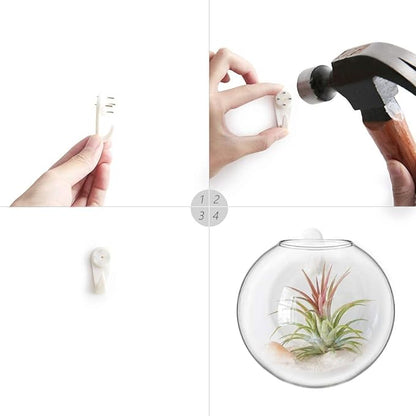 Mkono Wall Hanging Glass Terrariums Planter Oblate Flower Vase for Hydroponics Plants, Bathroom, Home Office Living Room Decor, Set of 6