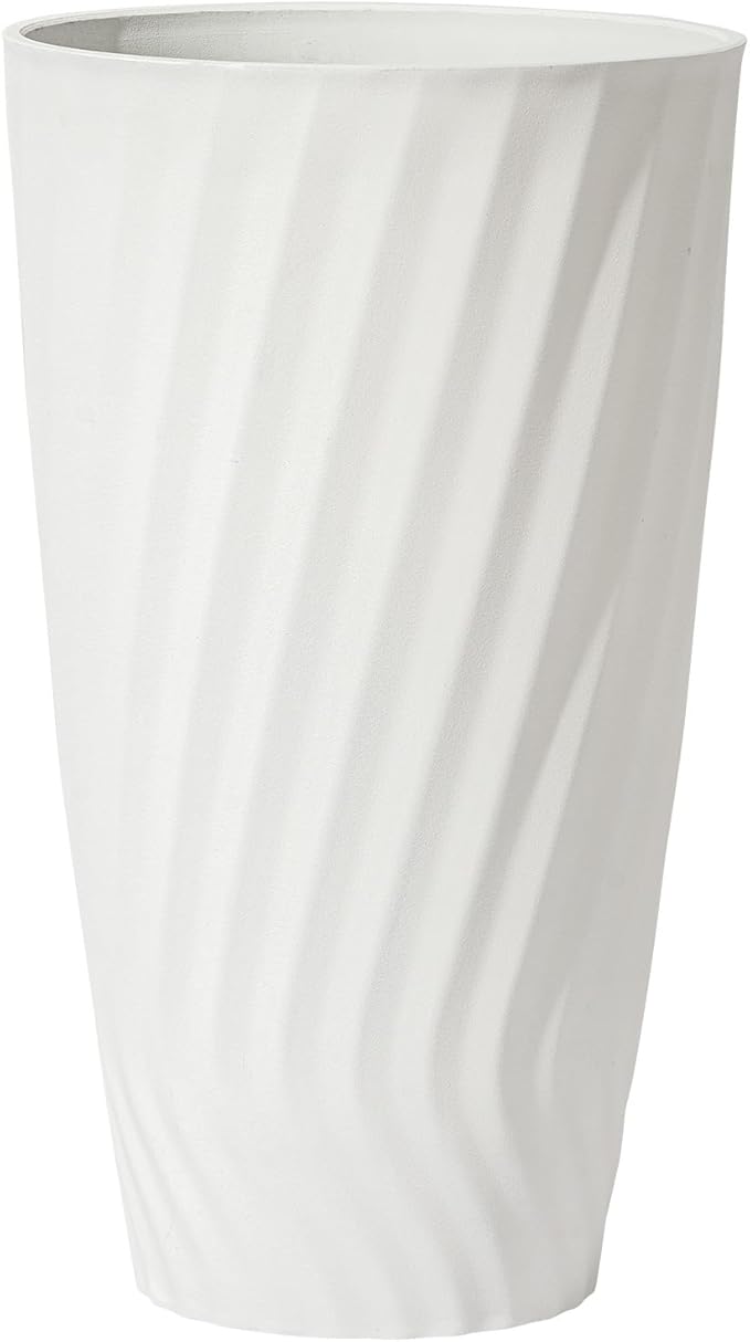 La Jolie Maison 24 Inch Tall Planter, Matte White Tree Planter with Shelf Insert, Morden Large Round Plant Pot Container for Indoor/Outdoor, Front Door, Patio and Deck, 1 Pack