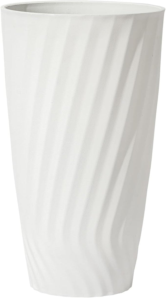 La Jolie Maison 24 Inch Tall Planter, Matte White Tree Planter with Shelf Insert, Morden Large Round Plant Pot Container for Indoor/Outdoor, Front Door, Patio and Deck, 1 Pack