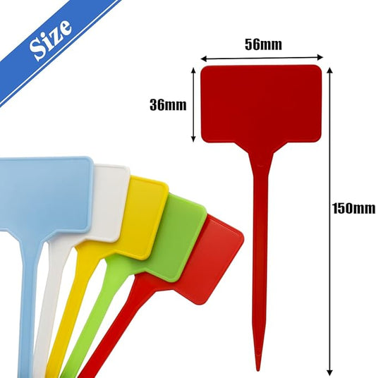 50Pcs Waterproof Plant Labels, Large Plastic T-Type Plant Tags for Outdoor Indoor, 5 Colors Thickened Garden Markers for Potted Plants & Flowers, 5.6 * 15cm
