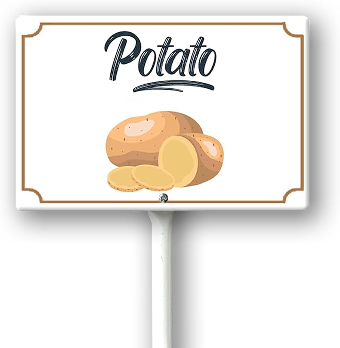 Boylee 8x12inch Aluminum Garden Signs for Vegetables, Potatoes, Herbs & Flowers with Stake and Mounting Hardware