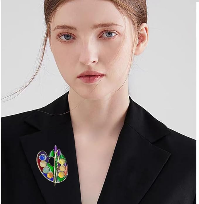 ONLYJUMP Painter Palette Brooch Pin for Women Girls Dainty Colorful Paint Palette Brush Artist Painter Lapel Pin Gift Jewelry Art Teacher Hat Bag Suit Tie Birthday Xmas Badges Painting Lovers Jewelry Gift