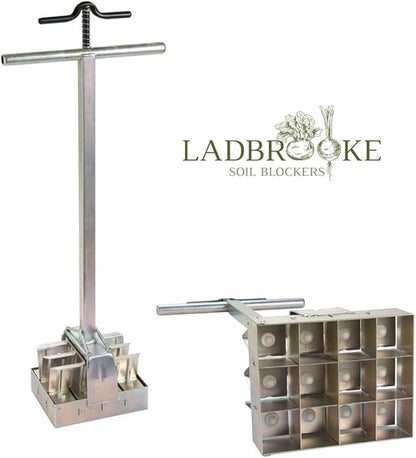 Ladbrooke Authentic Soil Block Maker - Multi 12 Commercial Long Handle, Made in England