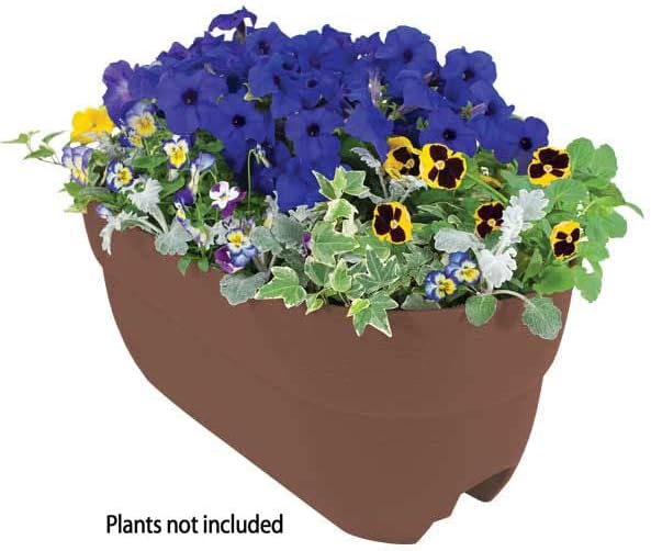 Emsco Group 2435-1 Bloomers Self-Watering 24" Weatherproof Resin 6" Railings – Brown Rain Planter Grow Box, Earth