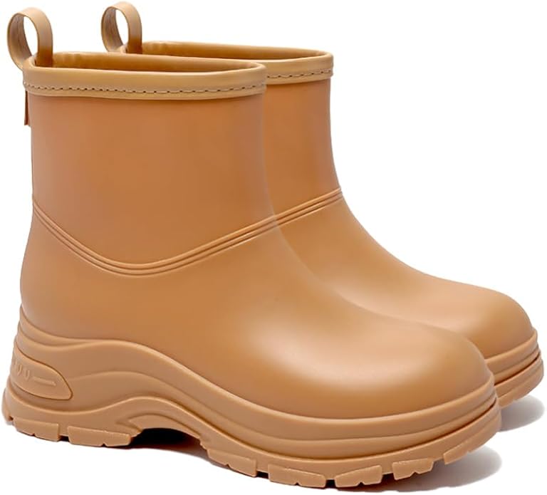 Women's Waterproof Chelsea Ankle Rain Boots, Slip-On Style, Outdoor Weather Protection