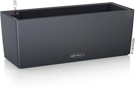 Lechuza BALCONERA Color 50 Slate, Self-Watering Window Box (Railing Planter), H7.5 L19.7 W7.5 in